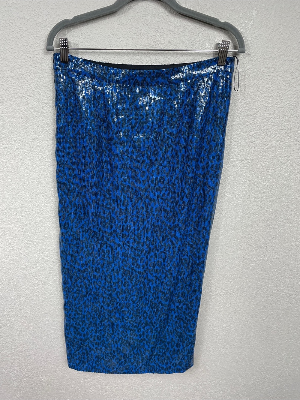 NWT Zadig & Voltaire Jamelia Sequins Leopard Azul Blue Midi Skirt Sz 42 - Picture 3 of 11